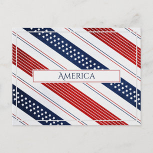 America   Diagonal Stars and Stripes Postcard