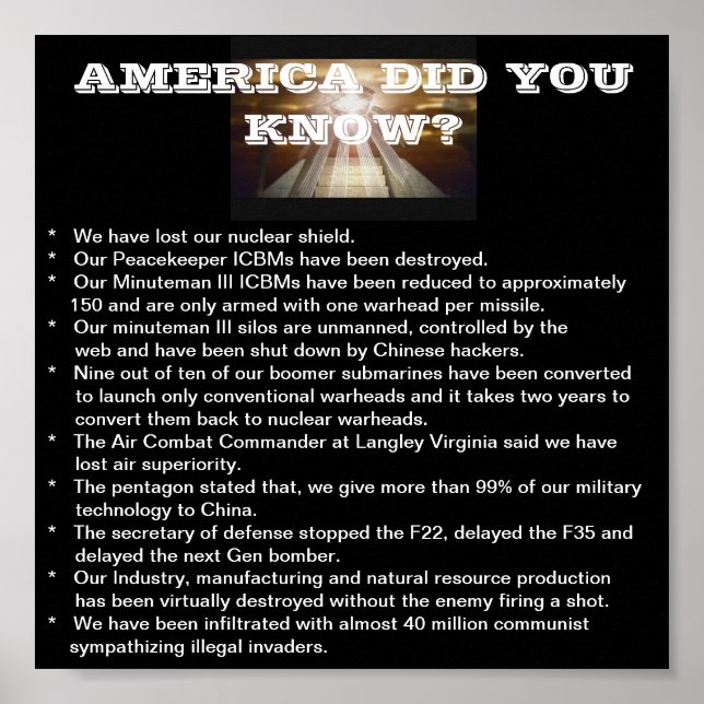 AMERICA DID YOU KNOW? POSTER (Front)