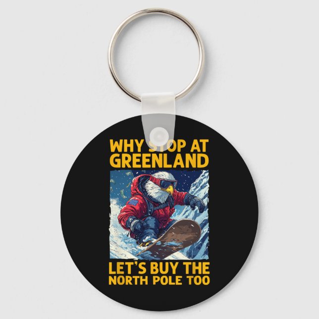 America Eagle Snowboarding In Greenland And North  Keychain (Front)