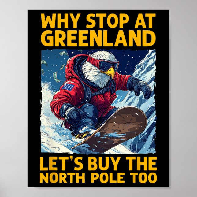 America Eagle Snowboarding In Greenland And North  Poster (Front)