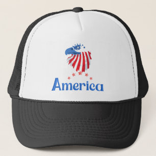 America Eagle Trucker Hat   Patriotic Cap  