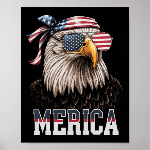 America Eagle Usa Flag 4th Of July Merica Gift Poster
