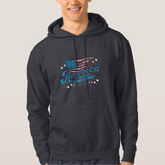 America Est. 1776 – Distressed Flag & Stars Hoodie
