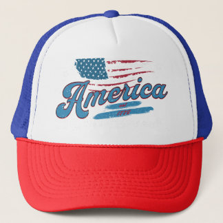 America Est. 1776 – Distressed Flag & Stars  Trucker Hat