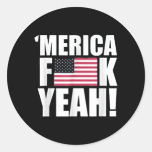 America F Yeah Fourth 4th of July Classic Round Sticker
