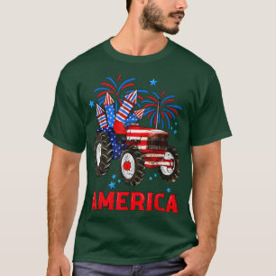 America Farmer Truck Stars Firework American 4th O T-Shirt