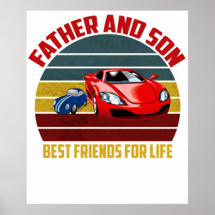 America Father and Son Best Friend for Life Car ve Poster