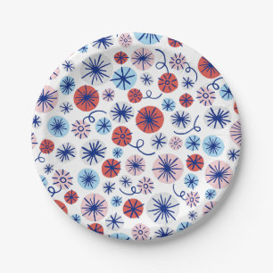 America Fireworks July 4th Paper Plate