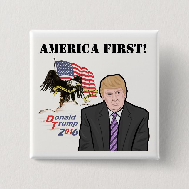 AMERICA FIRST! 2 INCH SQUARE BUTTON (Front)