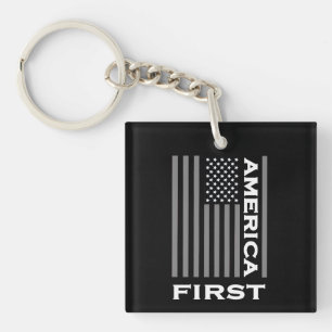 America First American Flag Love the USA Trump Keychain