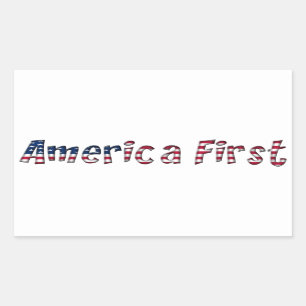 America First American Flag Typography Patriotic Sticker