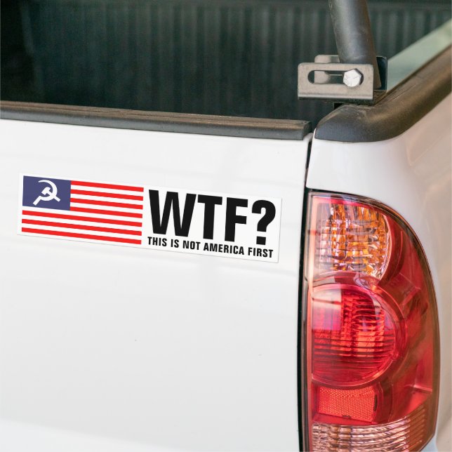 America First Hammer & Sickle flag political Bumper Sticker (On Truck)
