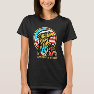 America First Patriotic Eagle Illustration 4th of  T-Shirt