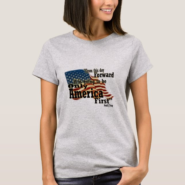 America First Patriotic Vintage Flag T-Shirt (Front)
