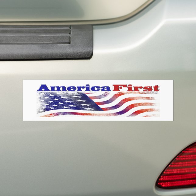 America First stars and stripes Bumper Sticker (On Car)