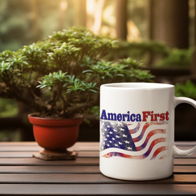 America First stars and stripes half text Coffee Mug (Creator Uploaded)