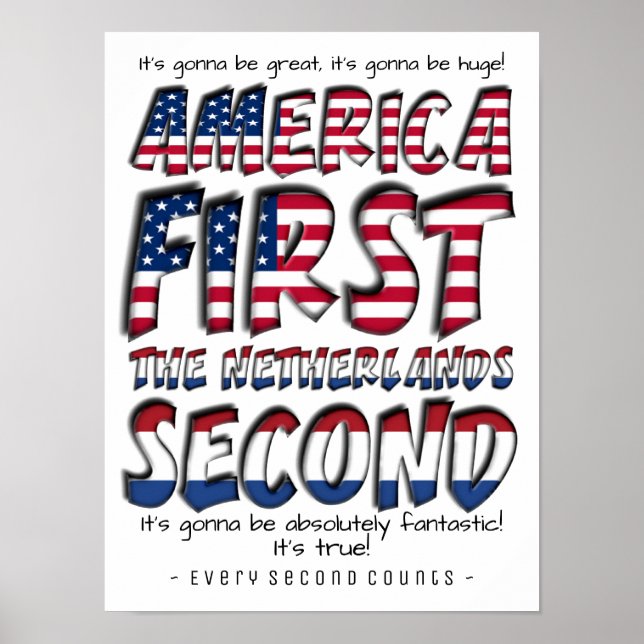 America First The Netherlands Second Typography Poster (Front)