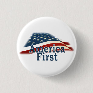 America First USA Flag 1 Inch Round Button