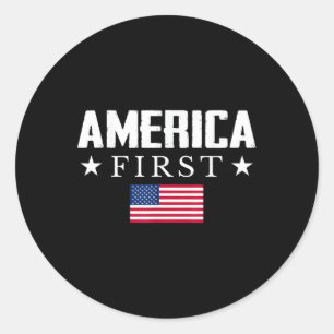 America First Usa Flag Classic Round Sticker