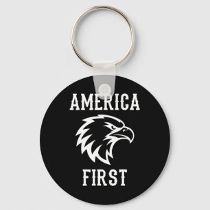 America First USA Flag Patriotic 4th July Men Keychain