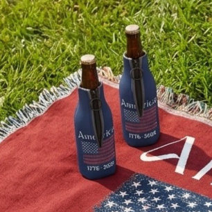 America Flag 1776 to 2026 USA 250th Anniversary Bottle Cooler