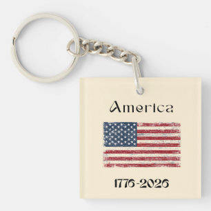 America Flag 1776 to 2026 USA 250th Anniversary  Keychain