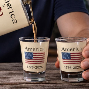 America Flag 1776 to 2026 USA 250th Anniversary Shot Glass
