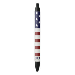 America Flag American USA Pattern Black Ink Pen