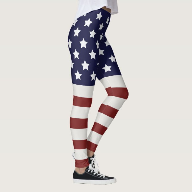 America Flag American USA  Pattern Leggings (Right)