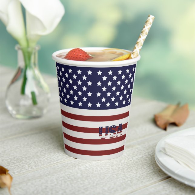  America Flag American USA  Pattern  Paper Cups (Insitu)