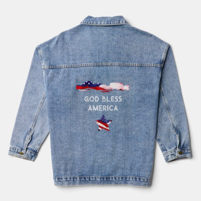 *~* America Flag AP27 Old Glory Patriotic USA God Denim Jacket (Back)