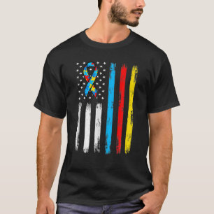 America Flag Autism Parents Autistic Child Awarene T-Shirt