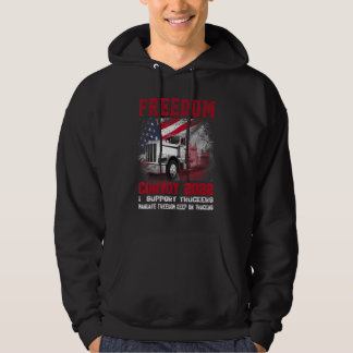 America Flag Canada Flag Freedom Convoy 2022 Truck Hoodie