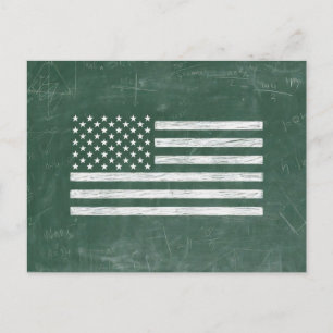 America Flag Chalkboard Art (Drawing No. 1) Holiday Postcard