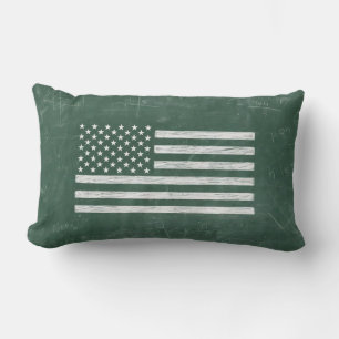 America Flag Chalkboard Art (Drawing No. 1) Lumbar Pillow