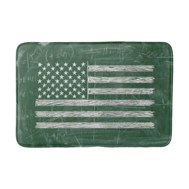 America Flag Chalkboard Art (Drawing No. 3) Bath Mat (Front)