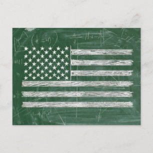 America Flag Chalkboard Art (Drawing No. 3) Postcard