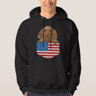 America Flag Cocker Spaniel Dog In Pocket Hoodie