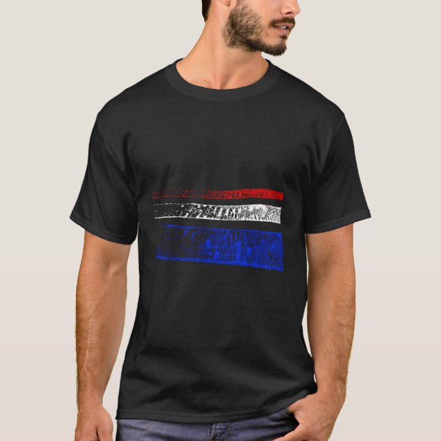 America Flag Colours Faded Stripes Urban Design T-Shirt (Front)