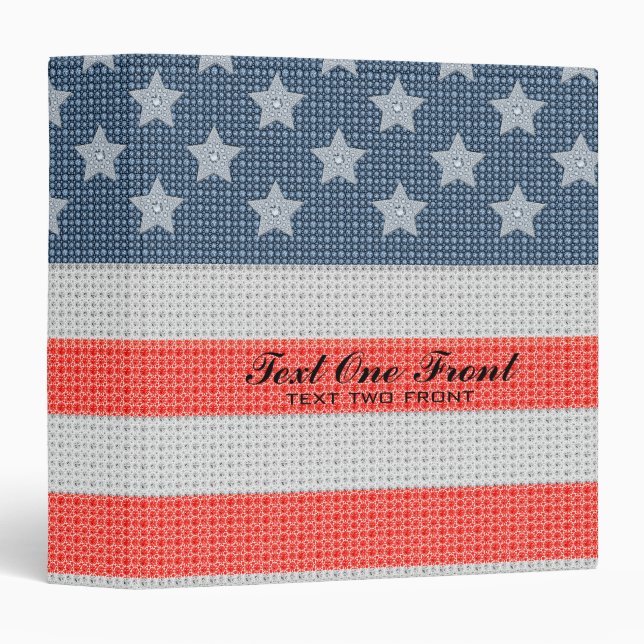 America Flag Diamonds And Glitter Texture Binder (Front/Spine)
