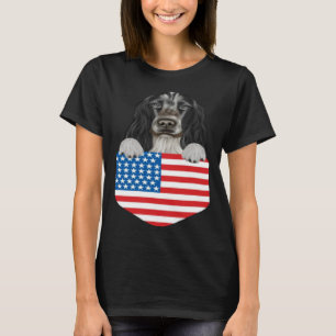 America Flag English Cocker Spaniel Dog In Pocket T-Shirt