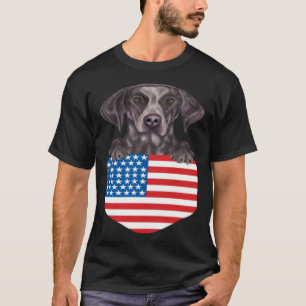 America Flag German Shorthaired Pointer Dog In Poc T-Shirt
