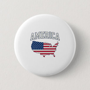 America Flag Map Patriotic Vintage Graphic Shirt_1 2 Inch Round Button