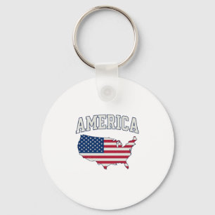 America Flag Map Patriotic Vintage Graphic Shirt_1 Keychain
