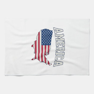 America Flag Map Patriotic Vintage Graphic Shirt_1 Kitchen Towel