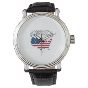 America Flag Map Patriotic Vintage Graphic Shirt_1 Watch