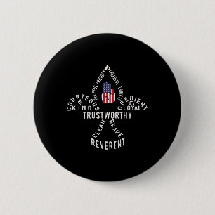 America Flag Scouting Law 2 Inch Round Button