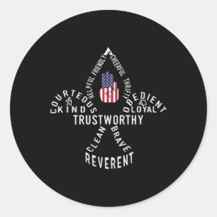 America Flag Scouting Law  Classic Round Sticker