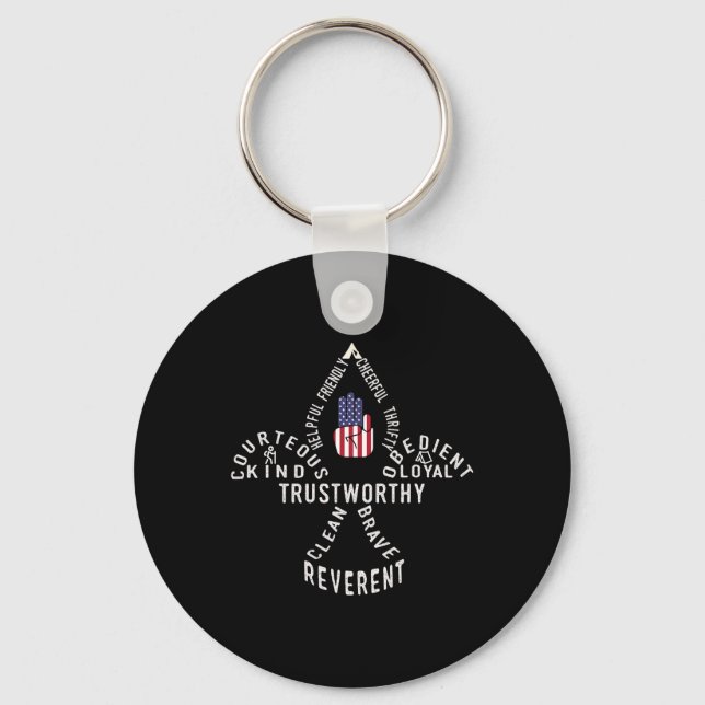 America Flag Scouting Law  Keychain (Front)