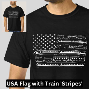 America Flag Stars and Train Stripes T-Shirt